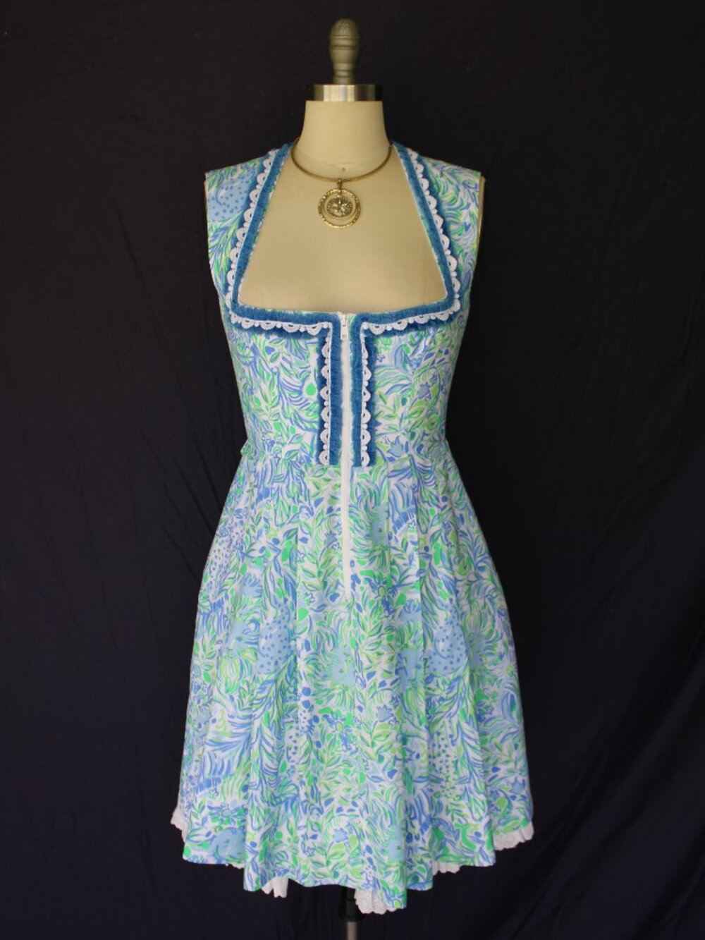 Custom Lilly Pulitzer trachten German Bavarian Dirndl corset dress crochet lace - Picture 8 of 12